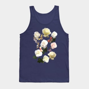 White Roses and Butterflies Tank Top